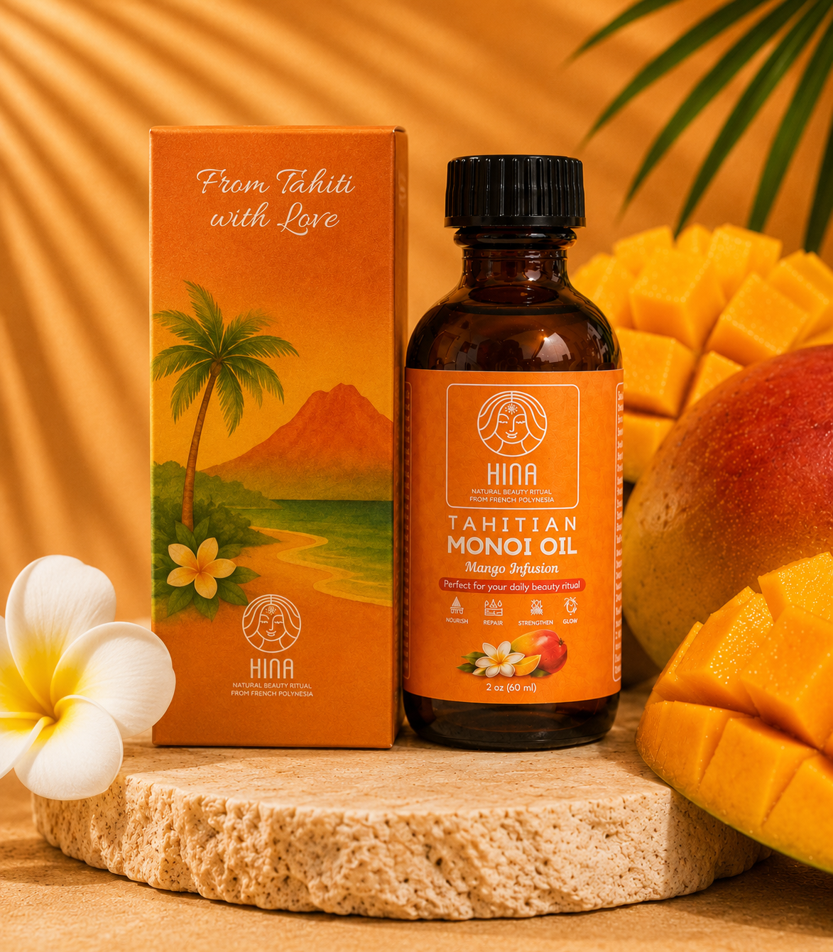 HINA - Tahitian Monoï Oil - Mango Infusion (2 fl oz)