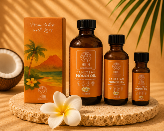 Hina - Full Glow Set - Tahitian Monoï Oil & Plumeria Hair Clip
